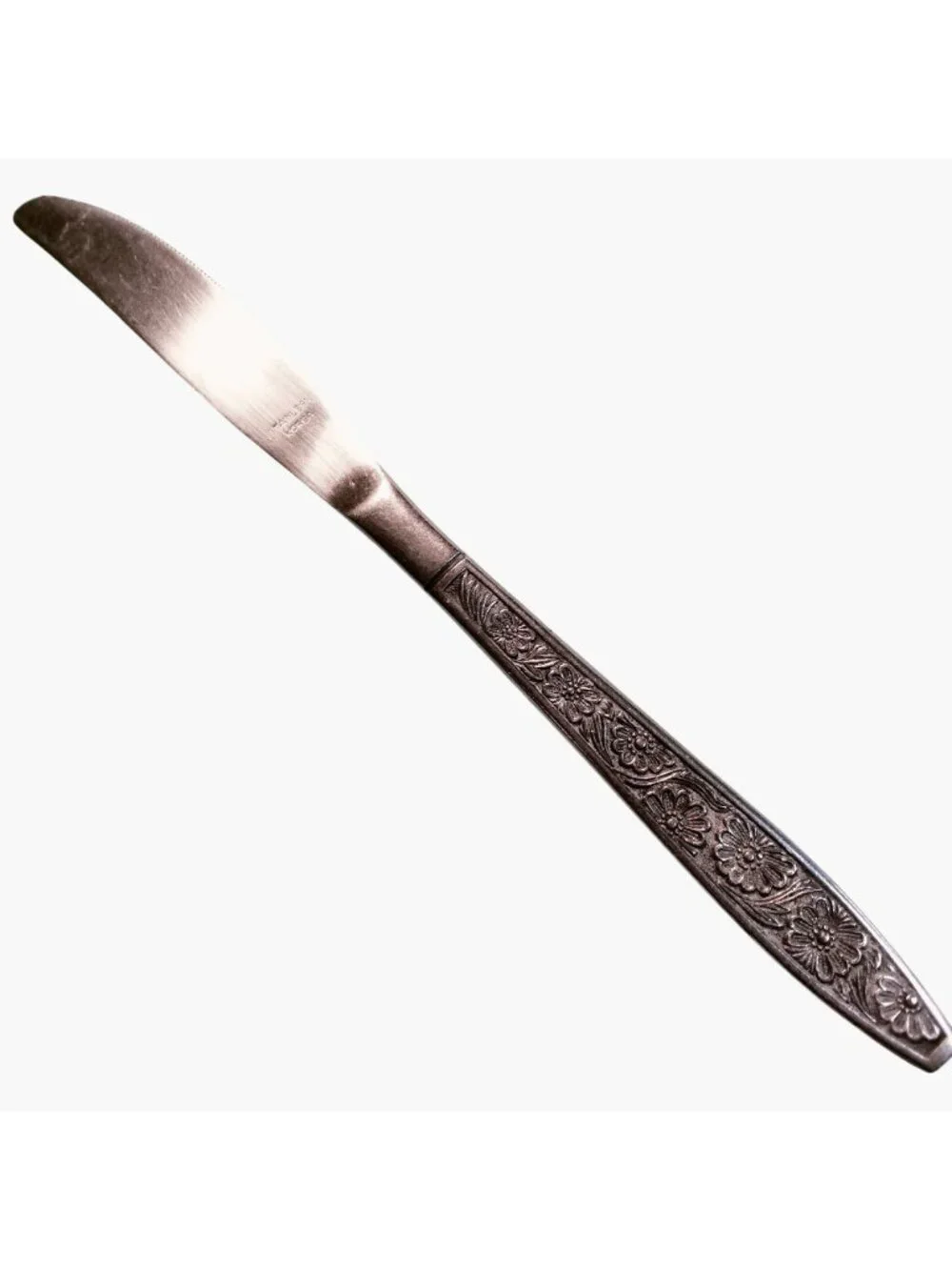 Vintage Dinner Knife Floral Daisy Handle Stainless Steel Korea Replacement Lot 2
